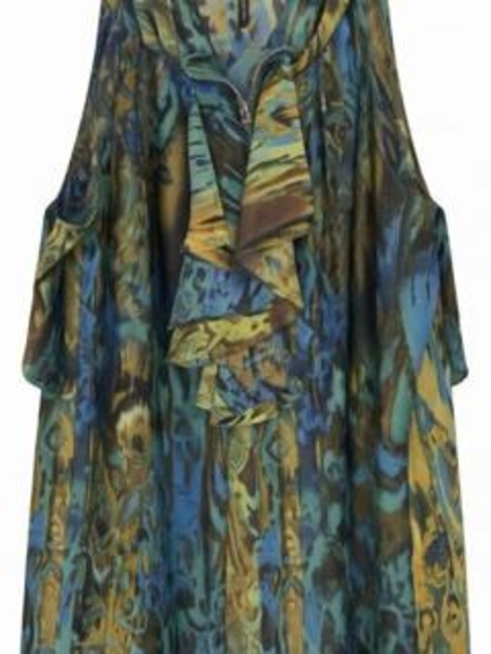 Milano Blue Yellow Sleeveless Ruffle Top M Blue/Yellow